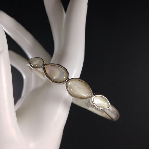 Lucky Brand Hinged Faux Pearl Rhinestone Bracelet, 7 Inches - Picture 2 of 6